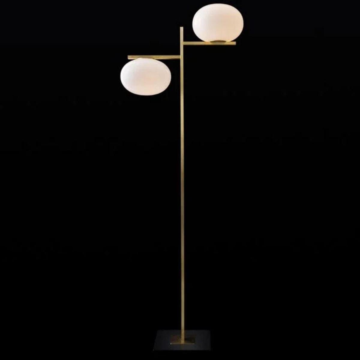 OLuce Alba 383 floor lamp satin brass by Mariana Pellegrino Soto