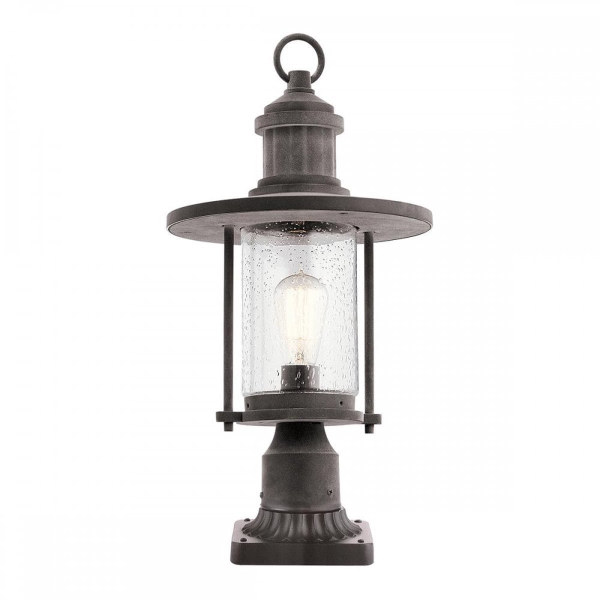 KL-RIVERWOOD3-M Riverwood 8" Pedestal Lantern Weathered Zinc