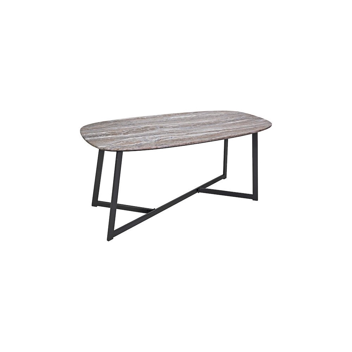 001PAV001 Pavlos Coffee Table Brown Stone Veneer and Matt Black