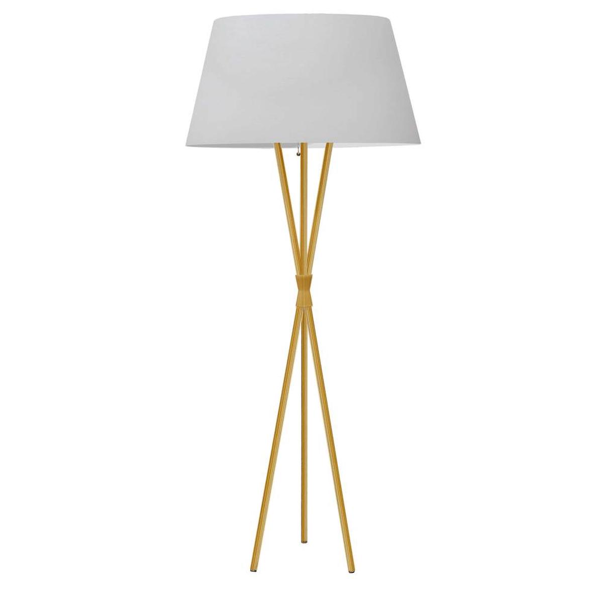 1 Light Incandescent Aged Brass Floor Lamp W/ White Shade | GAB-601F-AGB-WH