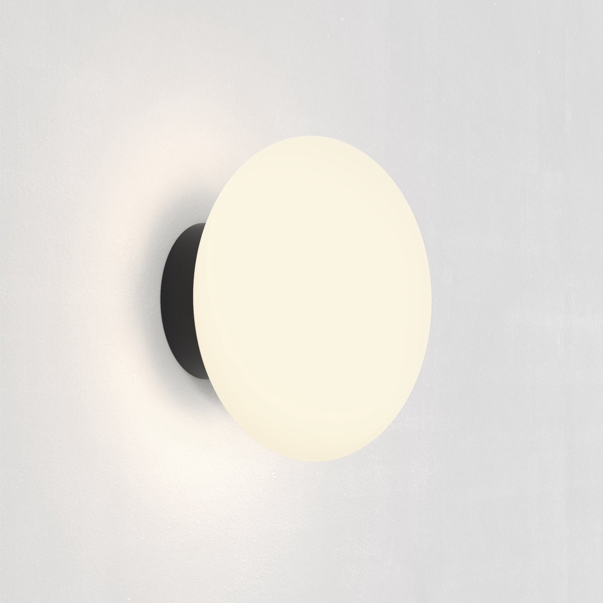 Zeppo IP44 Opal Glass Bathroom Wall Light in Matt Black