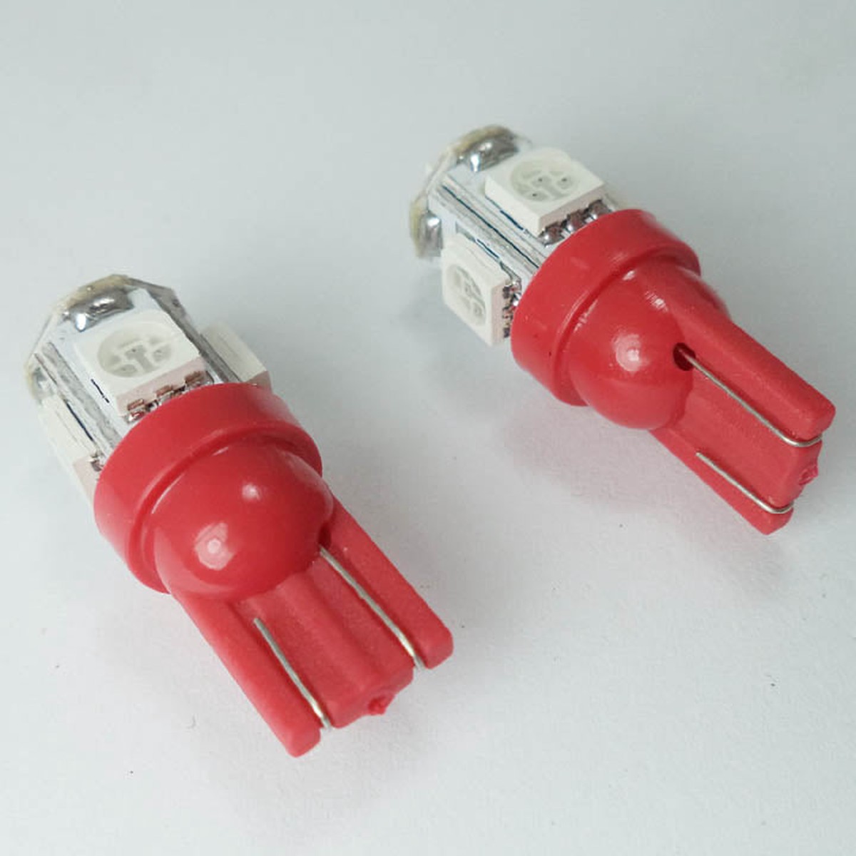 02263 - LED BULB WEDGE 12V RED 5LED 5050 REPLACES 194 AND 168 BASE T10 (2 pcs/pkg)