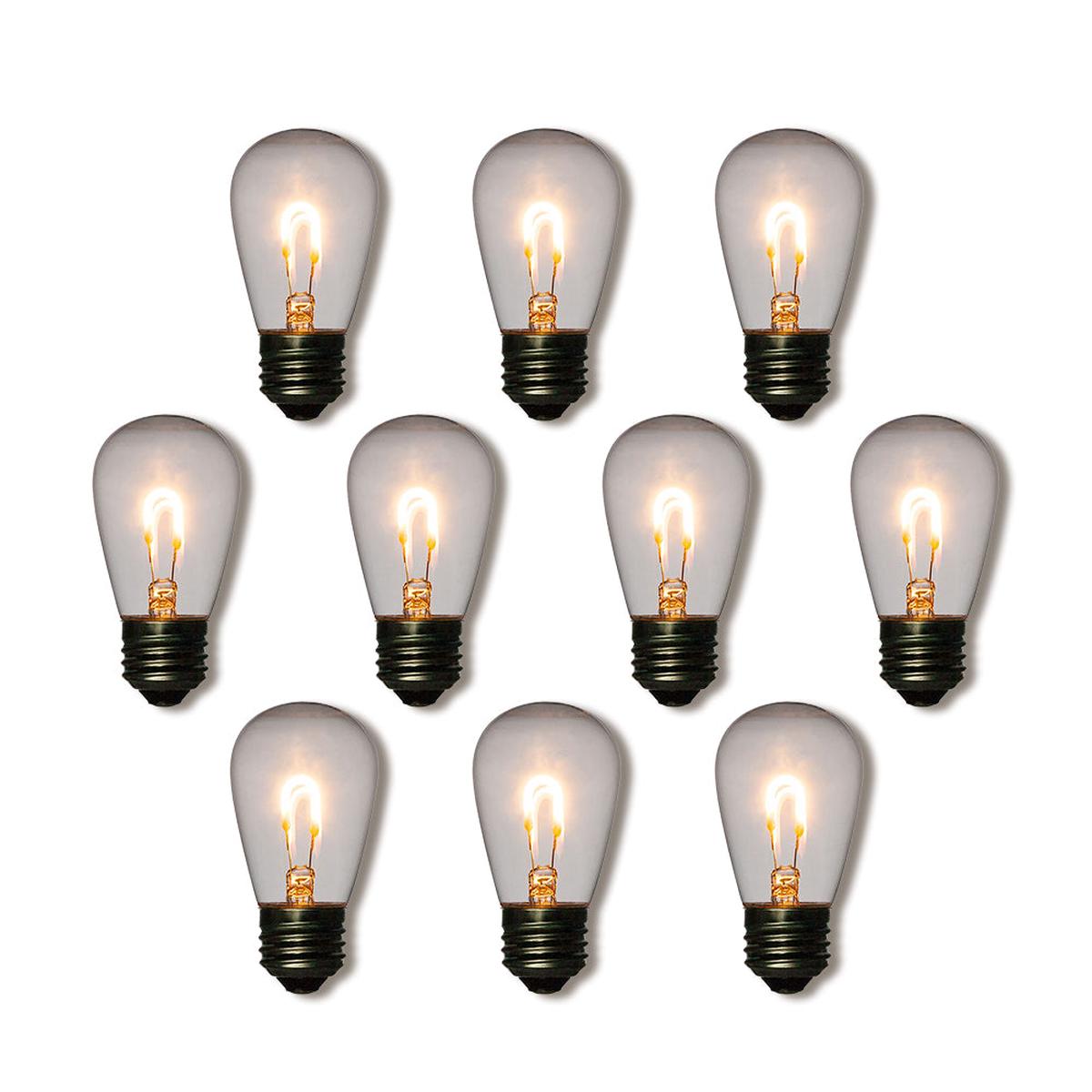 10-Pack LED Filament S14 Shatterproof Energy Saving Light Bulb, Dimmable, 1W, E26 Medium Base