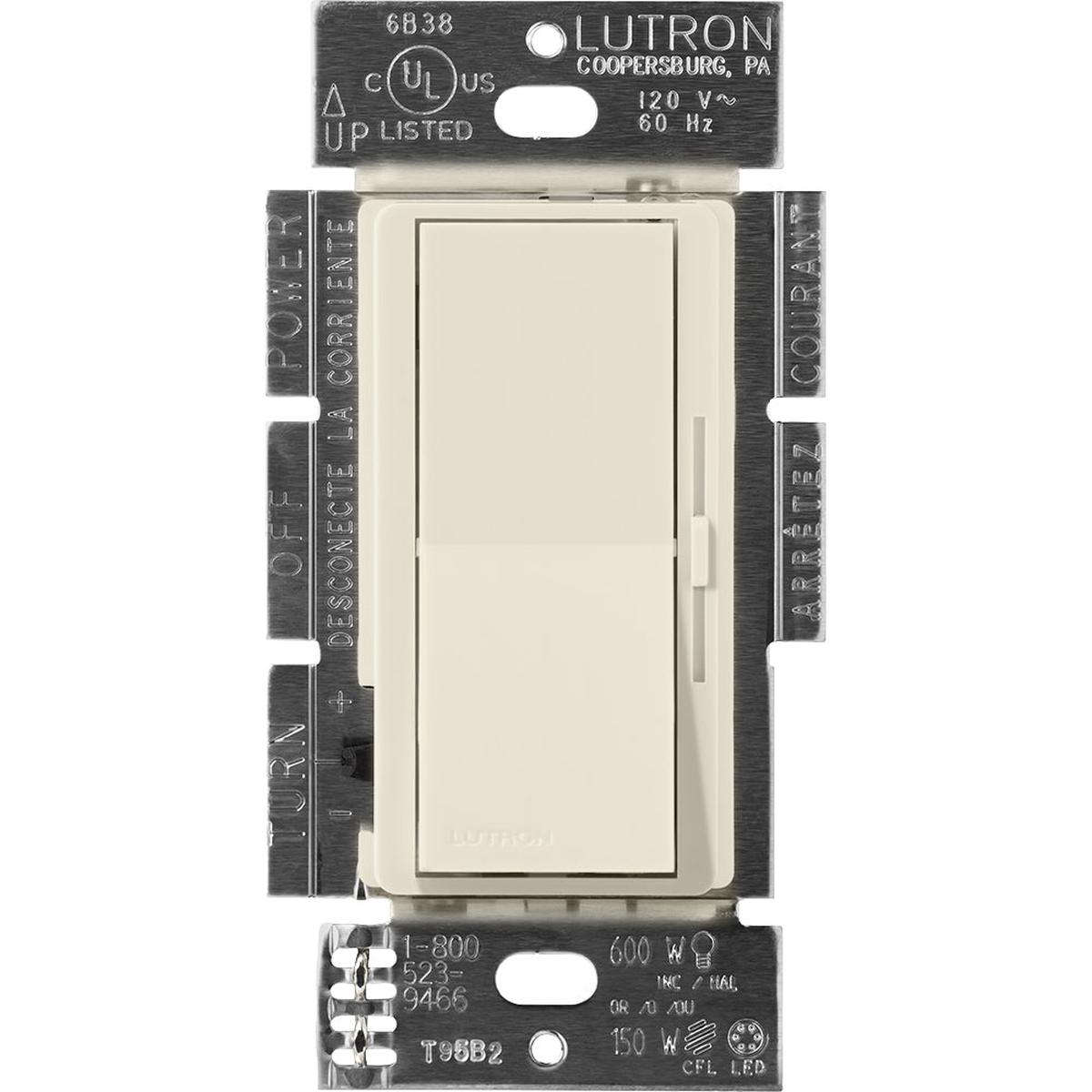 Lutron Diva Dimmer, 277V, 6A, 3-way/Single-pole, LED/Fluorescent, Pumice, DVSCF-103P-277PM