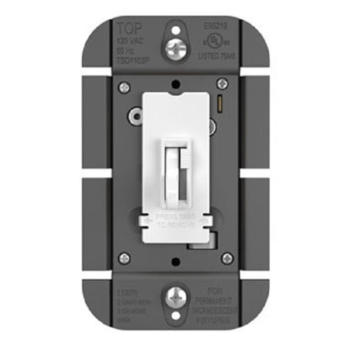 Wattstopper TradeMaster SSL7A-Compliant Toggle Slide Dimmer, 250W, LED/CFL/Incandescent, Single Pole/3-Way, White, TSDSSL7APW