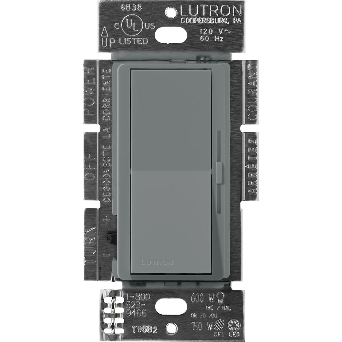 Lutron Diva 0-10V Dimmer, 30mA, Single-Pole, 0-10V Control, Slate, DVSCTV-SL