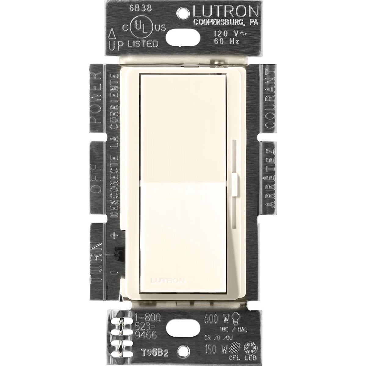 Lutron Diva 0-10V Dimmer, 30mA, Single-Pole, 120V, Biscuit, DVSCTV-BI