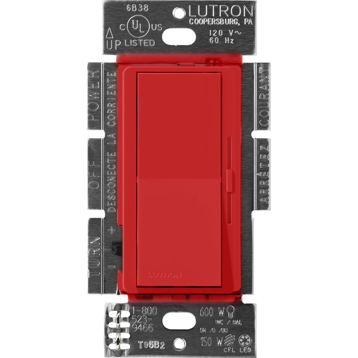 Lutron Diva 0-10V Dimmer, 8A, 120-277V, Single-Pole/3-Way, Signal Red, DVSCSTV-SR