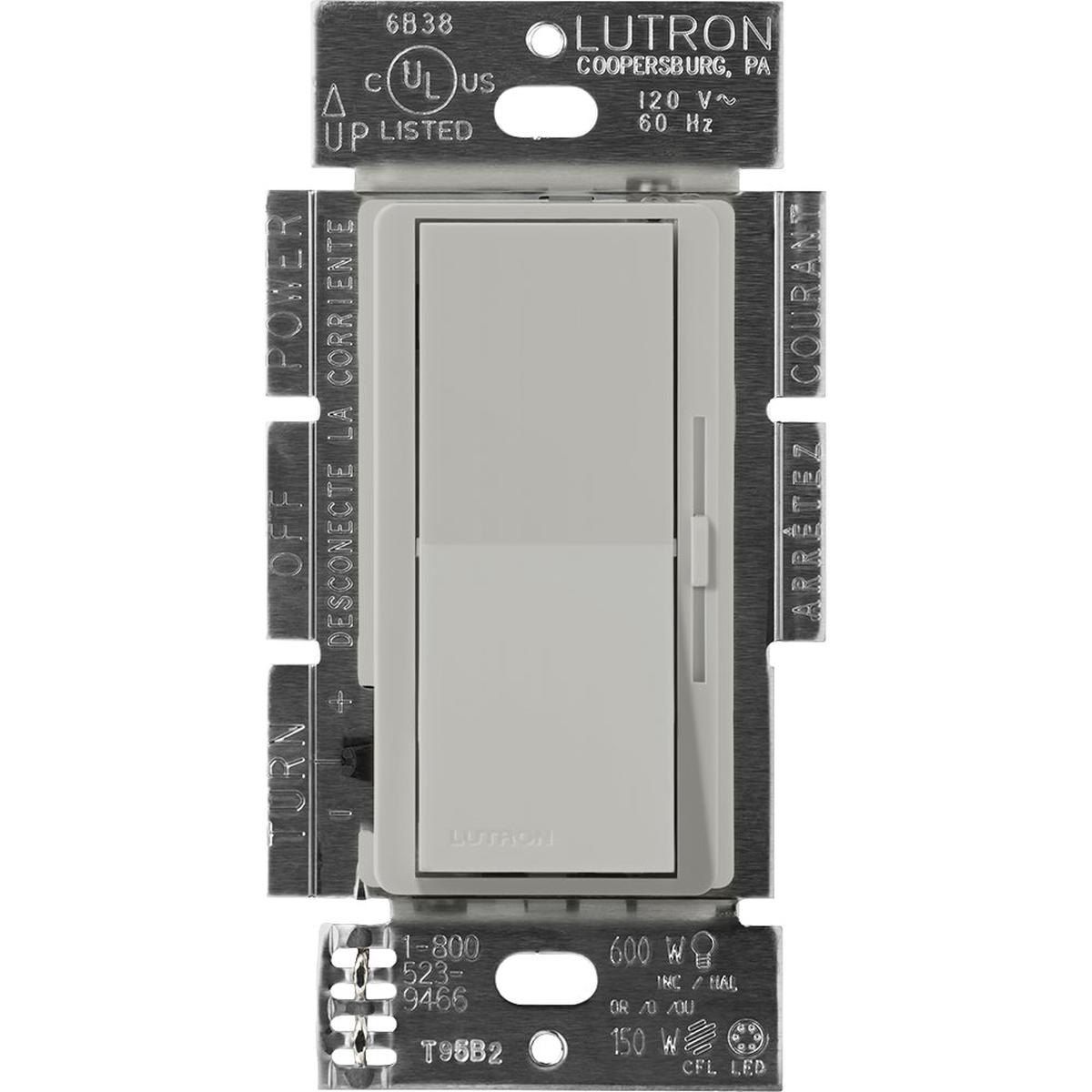 Lutron Diva Dimmer, 277V, 6A, 3-way/Single-pole, LED/Fluorescent, Pebble, DVSCF-103P-277PB
