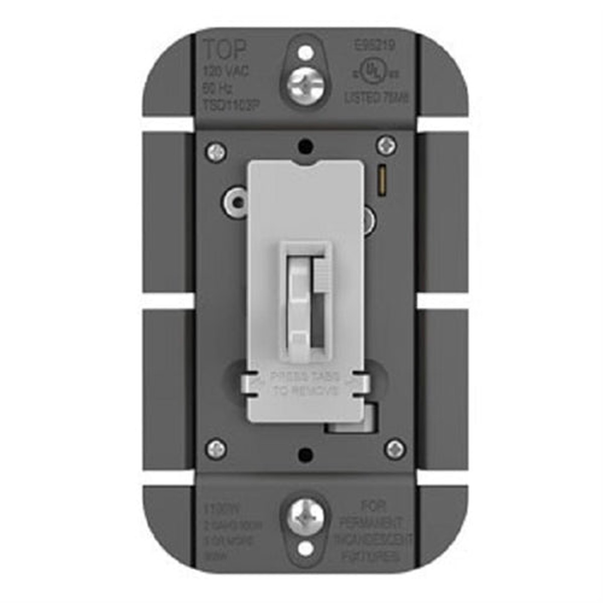 Wattstopper TradeMaster SSL7A-Compliant Toggle Slide Dimmer, 250W, LED/CFL/Incandescent, Single Pole/3-Way, Gray, TSDSSL7APGRY