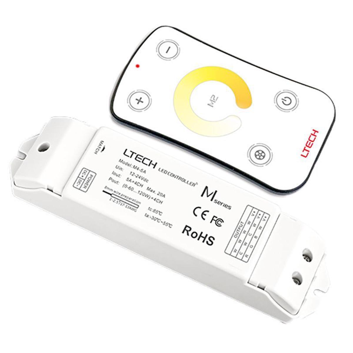 Westgate Mfg L-TECH White-Tuning Ribbon Light Controller with Remote, 12-24VDC, PWM Dimming, White, ULR-M2-M3-3A