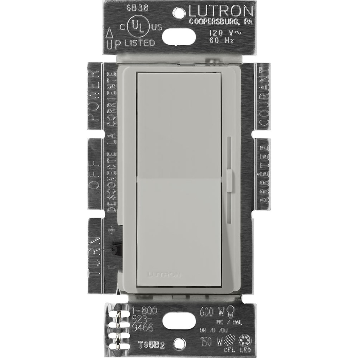 Lutron Diva 0-10V Dimmer, 30mA, Single-Pole, 0-10V Control, Pebble, DVSCTV-PB