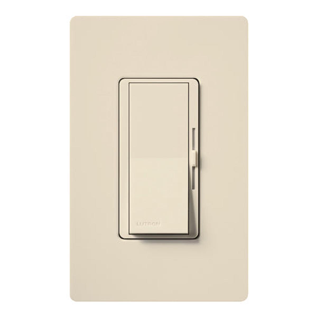 Lutron Diva 0-10V Dimmer, LED/Fluorescent, 30 mA, Single-Pole, 120V, Power Pack Required, Light Almond, DVTV-LA