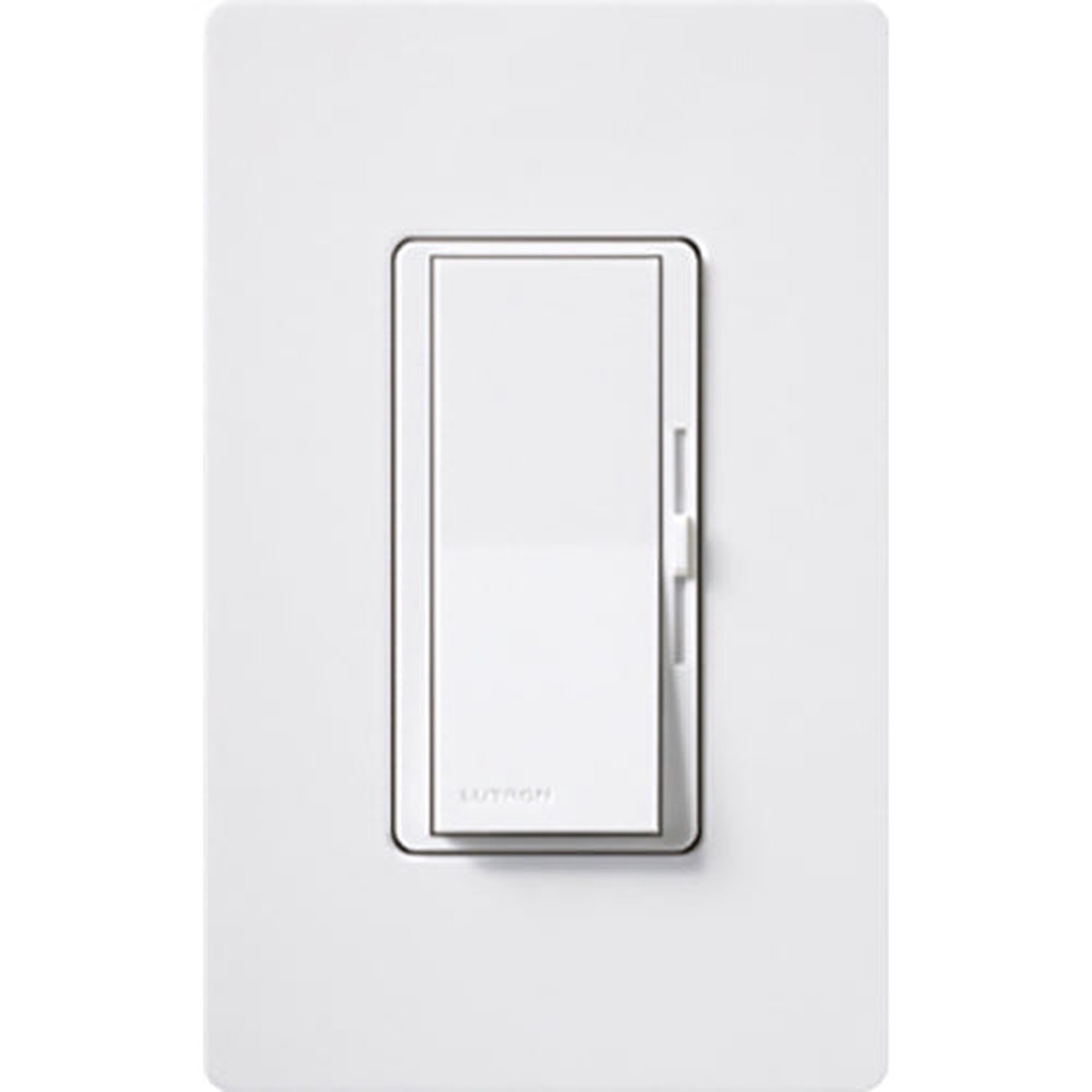 Lutron Diva 0-10V Dimmer, LED/Fluorescent, 30 mA, Single-Pole, 120V, Power Pack Required, White, DVTV-WH