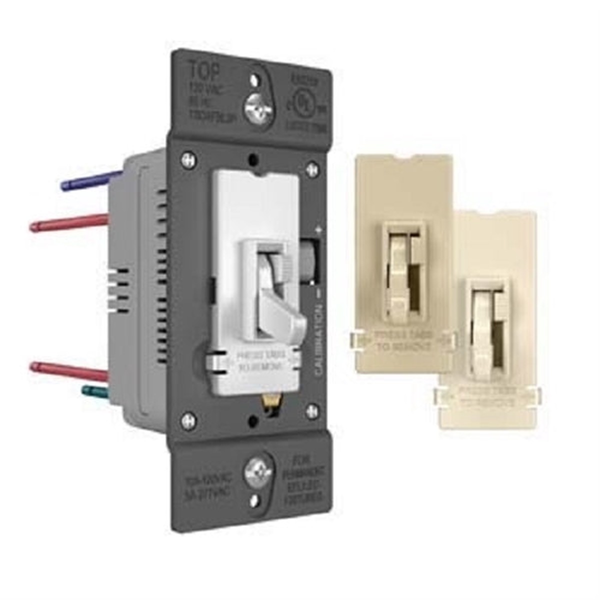 Wattstopper TradeMaster 0-10V Fluorescent/LED Single Pole/3-Way Toggle Slide Dimmer, Preset, Tri-Color, TSD4FBL3PTC