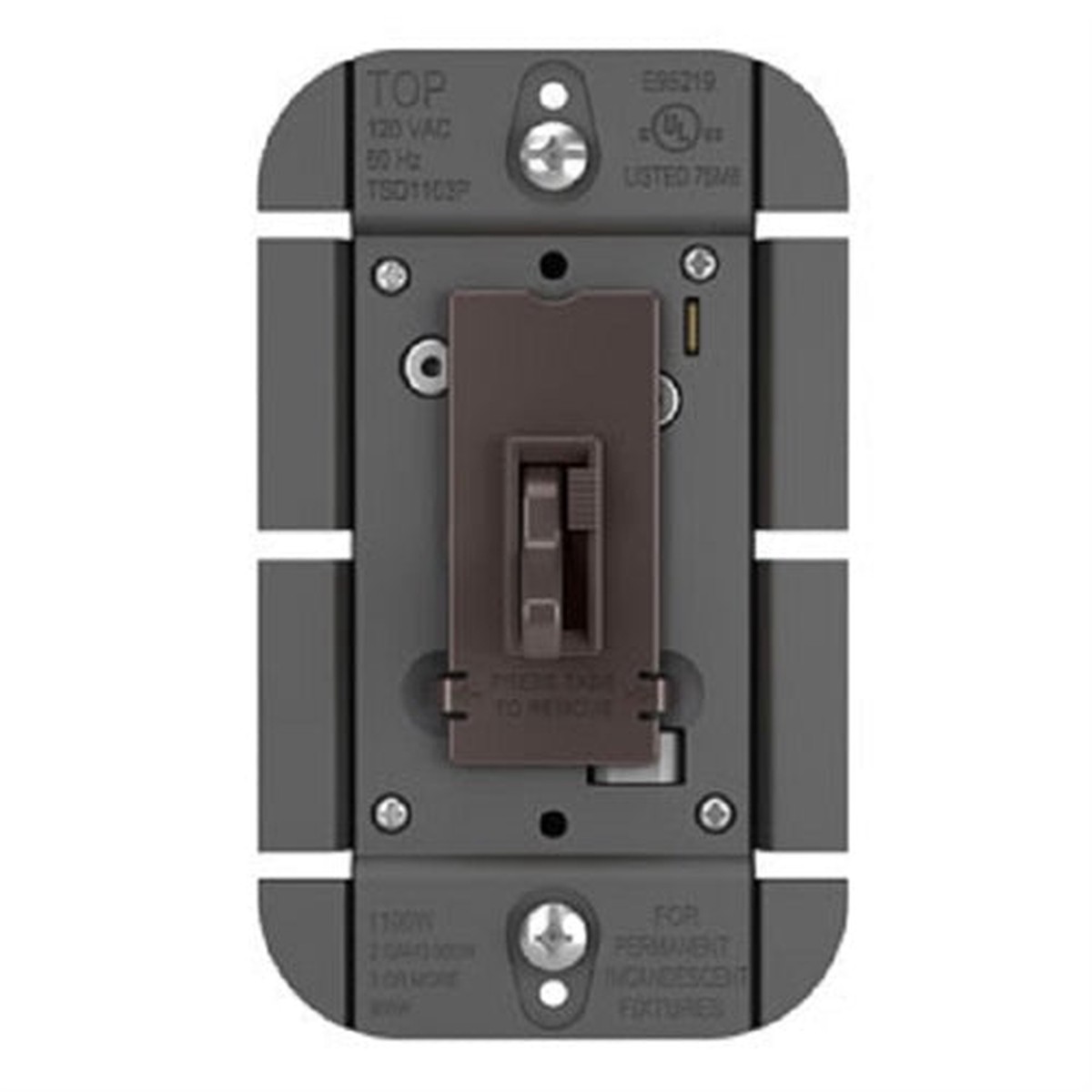 Wattstopper TradeMaster SSL7A-Compliant Toggle Slide Dimmer, 250W, LED/CFL/Incandescent, Single Pole/3-Way, Brown, TSDSSL7AP