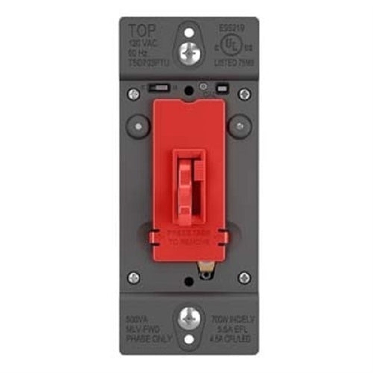 Wattstopper TradeMaster Tru-Universal Single Pole/3-Way Toggle Slide Dimmer, 450W, Preset, Red, TSD703PTURED