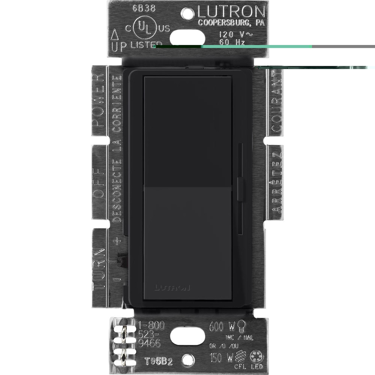 Lutron Diva 0-10V Dimmer, 30mA, Single-Pole, 120V, Midnight, DVSCTV-MN