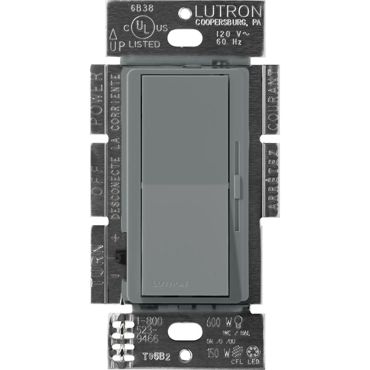 Lutron Diva Dimmer, 277V, 6A, 3-way/Single-pole, LED/Fluorescent, Slate, DVSCF-103P-277SL