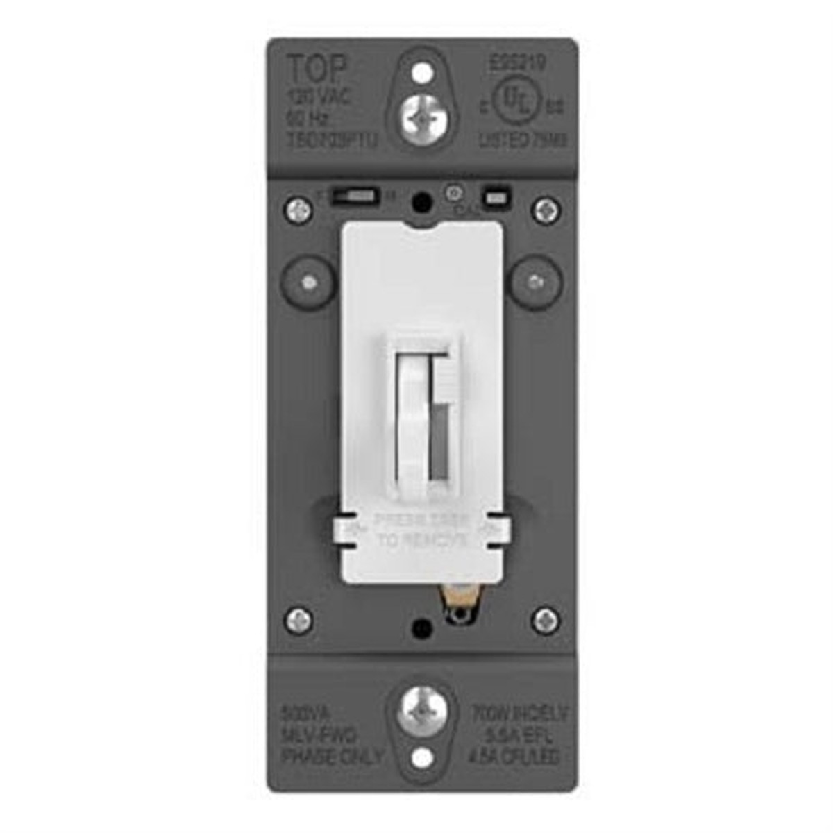 Wattstopper TradeMaster Tru-Universal Single Pole/3-Way Toggle Slide Dimmer, 450W, Preset, White, TSD703PTUW