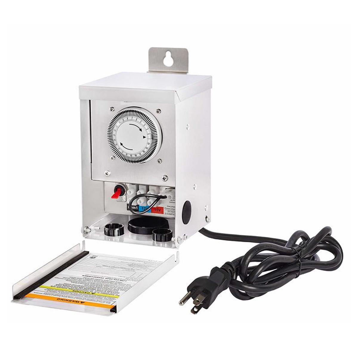 Westgate Mfg Landscape Transformer, 75W, Multi-Tap, Timer, 120V to 12/15V AC, Stainless Steel, TR-75W-MT-T-SS